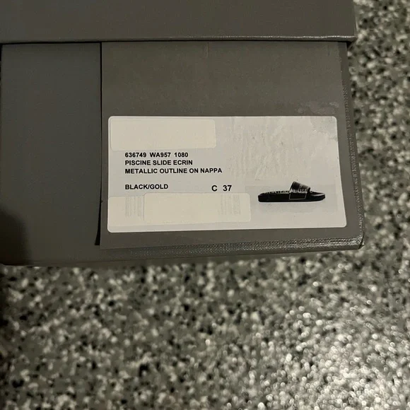 Balenciaga Black and Gold Nappa Leather Slides - Picture 9 of 9